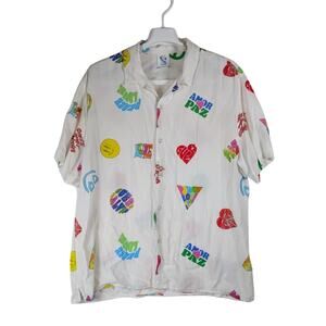 Guess Originals x J Balvin Love Camp Button Up White Shirt Men’s Size Small USED